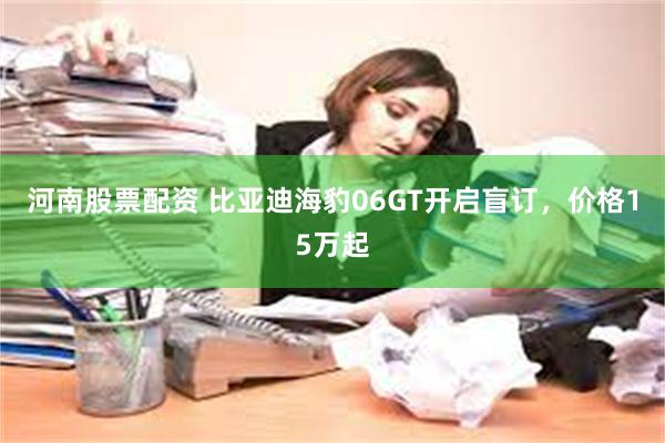 河南股票配资 比亚迪海豹06GT开启盲订，价格15万起